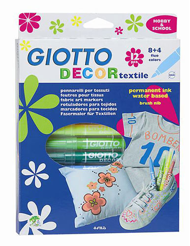 Giotto decor textile markers for fabrics in 12 colors