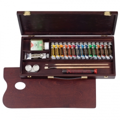 Talens rembrandt traditional zestaw farb olejnych 15x15ml+akcesoria drewniana kaseta