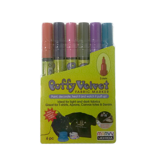Marvy puffy velver bright set of 6 fabric markers
