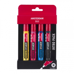 Talens amsterdam medium intro pack zestaw 4 pisaków akrylowych
