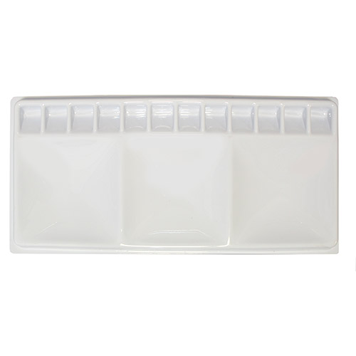 Plastic palette for watercolors 14.4x30cm 15 chambers