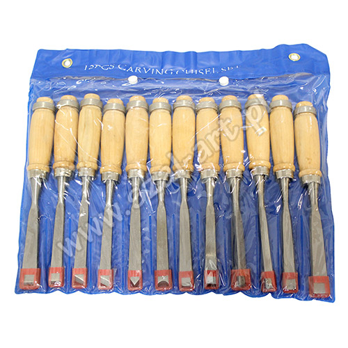 Set of 12 carving chisels in a plastic case