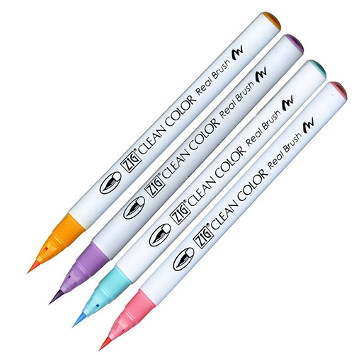 Kuretake clean color real brush pale colors set of 4 markers