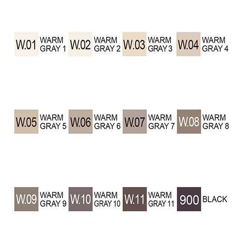 Kuretake zestaw 12 markerów kurecolor twin ws warm gray