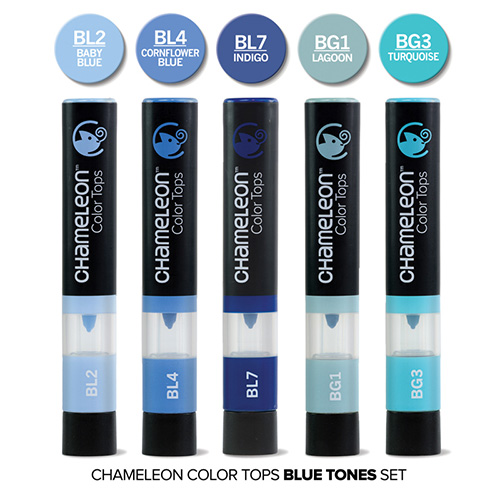 Chameleon color tops blue tones zestaw 5 sztuk