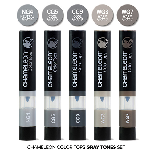 Chameleon color tops gray tones zestaw 5 sztuk