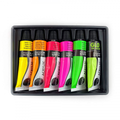 Daler Rowney Simply zestaw farb akrylowych 6x12ml 5x neon + 1x glow