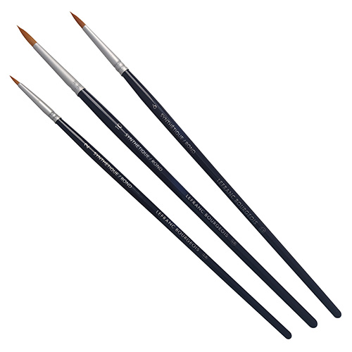 L&B set of 3 synthetic round brushes with short handle