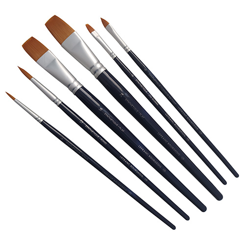 L&B set of 6 different synthetic brushes with short handle