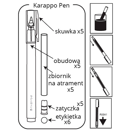 Kuretake karappo pen fine brush pisak do napełniania 5 sztuk