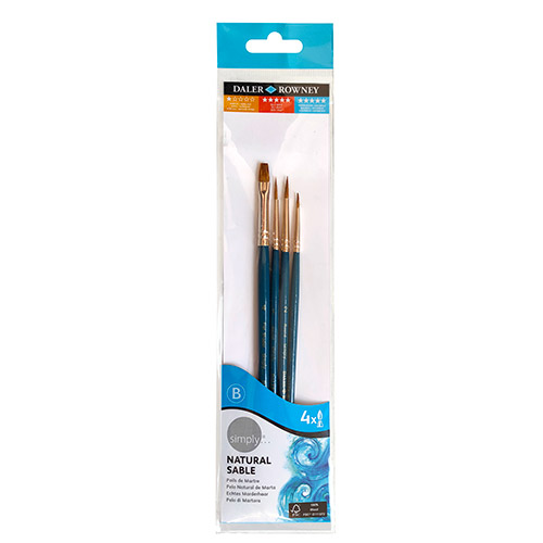 A set of 4 natural brushes Simply Daler Rowney Sable