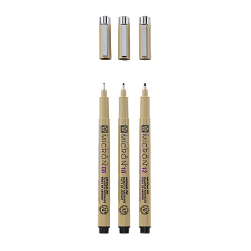 Sakura pigma micron set of 3 pens 08, 10, 12