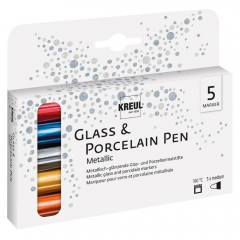 Kreul glass & porcelain metalic medium set of 5 pens