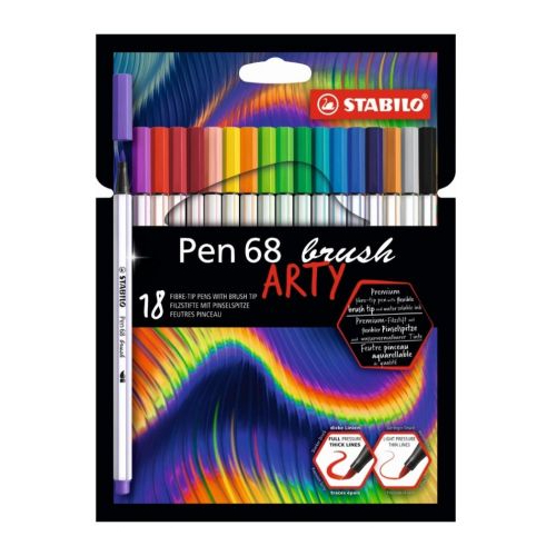 Stabilo pen 68 brush arty 18 pieces in a cardboard case