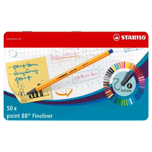 Stabilo point 88 set of 50 fineliners in a metal box