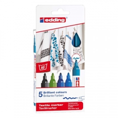 Edding set of 5 markers for fabrics 2-3mm cold colors