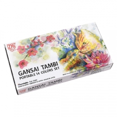 Kuretake Gansai Tambi set of 14 half-tufted watercolors