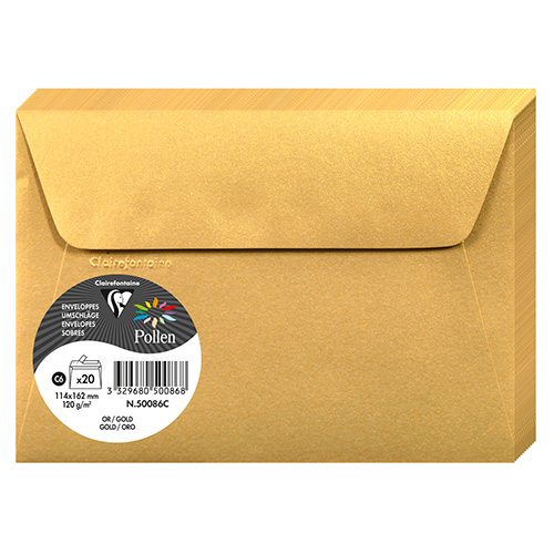 Clairefontaine pollen metallic envelopes 114x162mm 120g 20 piece