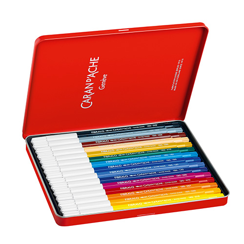 Caran dAche fibralo set of 15 felt-tip pens in metal case