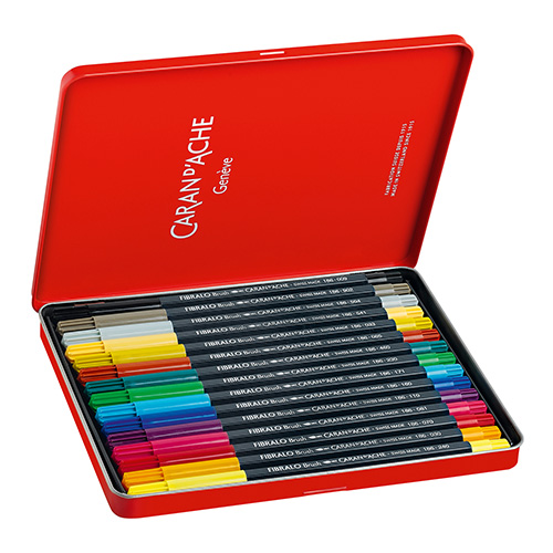 Caran dAche fibralo brush set of 15 felt-tip pens metal pack
